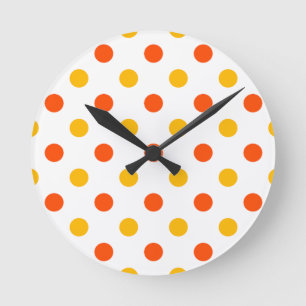 Oranje en Gele Stippen Wit Ronde Klok