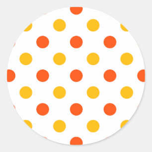Oranje en Gele Stippen Wit Ronde Sticker