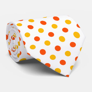 Oranje en Gele Stippen Wit Stropdas