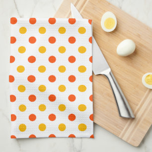 Oranje en Gele Stippen Wit Theedoek