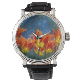 Oranje en gele tulpen horloge