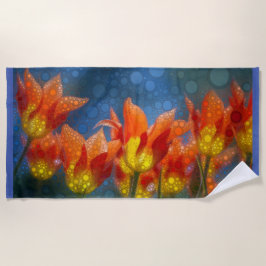 Oranje en gele tulpen strandlaken