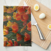 Oranje en gele tulpen theedoek (Quarter Fold)