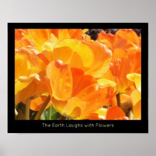 Oranje en gele Tulps Earth Laughes met Bloem Poster