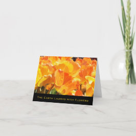 Oranje en gele Tulps Earth Laughes met Flowers Notitiekaartje