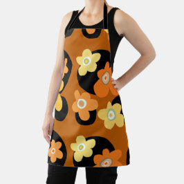 oranje en gele vintage bloemen schort