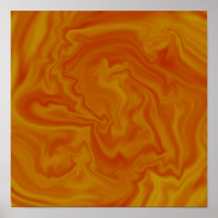 Oranje en gele vloeibare kunst Abstract Poster