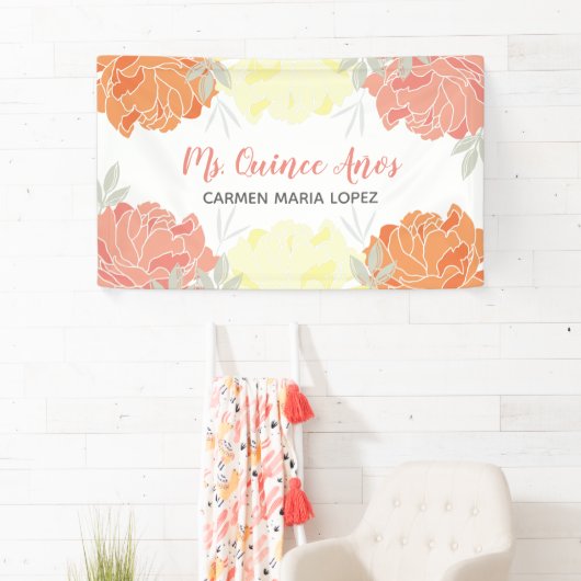 Oranje en gele volken Quinceanera Partij Spandoek (Insitu)