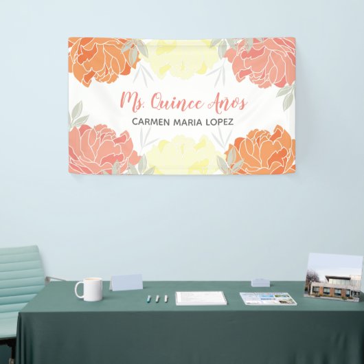 Oranje en gele volken Quinceanera Partij Spandoek (Beurs)