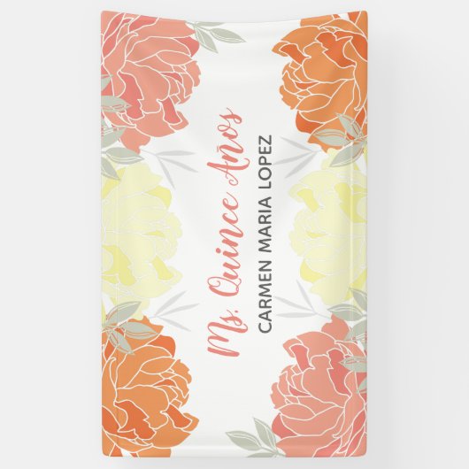 Oranje en gele volken Quinceanera Partij Spandoek (Verticaal)