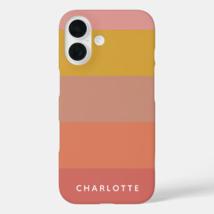 Oranje en Gele Warme Strepen Geometrische Naam iPhone 16 Hoesje