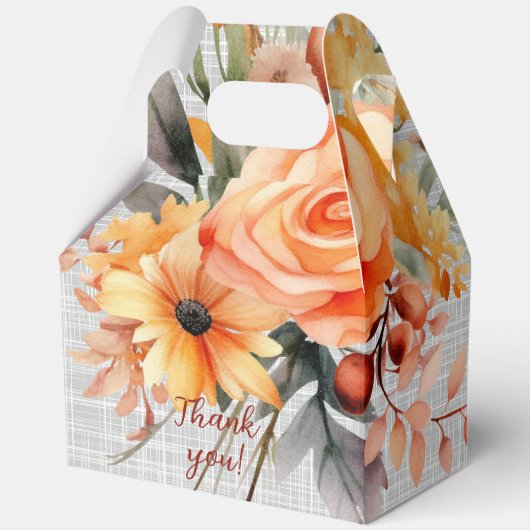Oranje en Gele Waterverf Bloemen Bedankdoosjes (Voorkant)