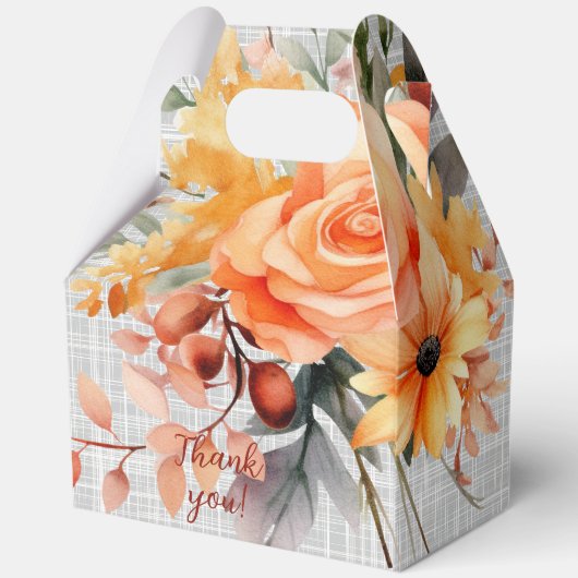 Oranje en Gele Waterverf Bloemen Bedankdoosjes (Achterkant)