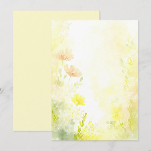 Oranje en gele waterverf bloemenblanco bruiloft kaart (Voorkant / Achterkant)