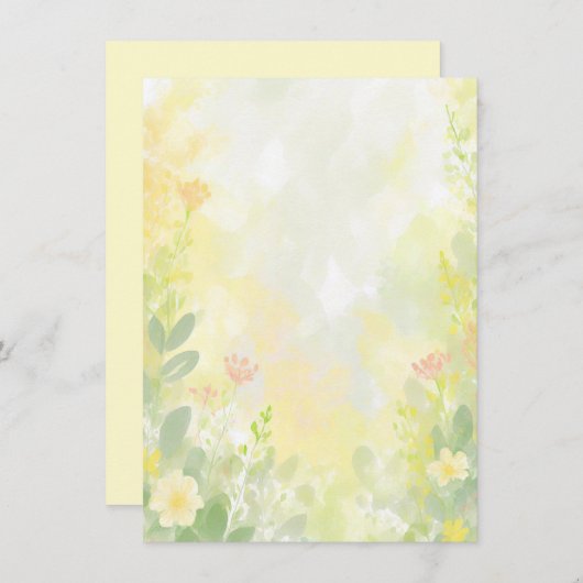 Oranje en gele waterverf bloemenblanco bruiloft kaart (Voorkant / Achterkant)