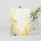 Oranje en gele waterverf bloemenblanco bruiloft kaart (Staand voorkant)