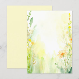 Oranje en gele waterverf bloemenkleuren blanco bru kaart