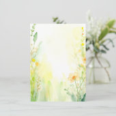 Oranje en gele waterverf bloemige blanco bruiloft kaart (Staand voorkant)