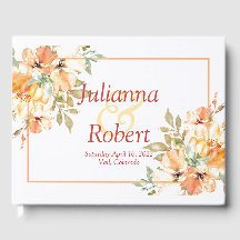 Oranje en gele waterverf floral bruiloft gast