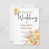 Oranje en gele waterverf florale bruiloft invita kaart (Voorkant)