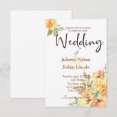 Oranje en gele waterverf florale bruiloft invita kaart (Voorkant / Achterkant)
