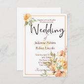 Oranje en gele waterverf florale bruiloft invita kaart (Voorkant / Achterkant)
