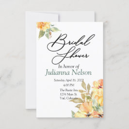 Oranje en gele waterverf florale kaart