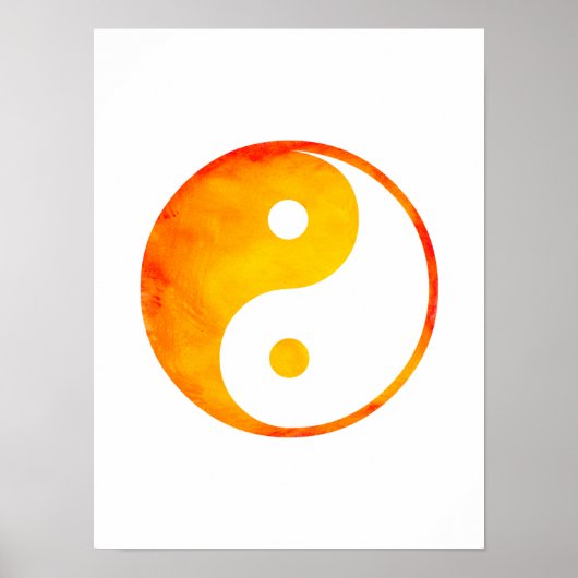 Oranje en gele Waterverf van Yin Yang Chinees Poster (Voorkant)