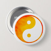 Oranje en gele Waterverf van Yin Yang Chinees Ronde Button 7,6 Cm (Voorkant /achterkant)