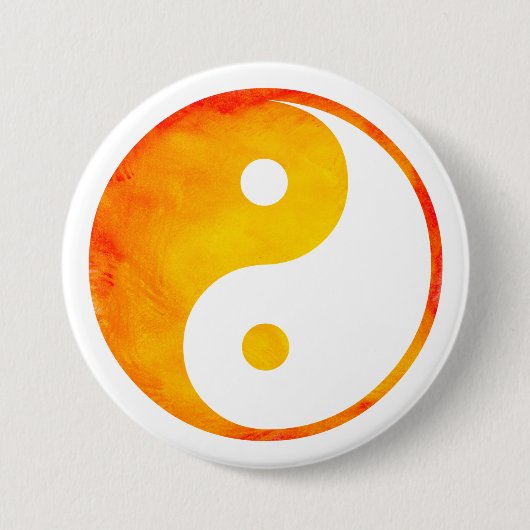 Oranje en gele Waterverf van Yin Yang Chinees Ronde Button 7,6 Cm (Voorkant)