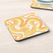 Oranje en gele wervelingen met Stippen Bier Onderzetter (Linkerzijde)