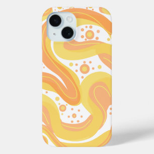 Oranje en gele wervelingen met Stippen iPhone 15 Case
