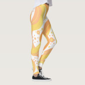 Oranje en gele wervelingen met Stippen Leggings (Rechts)