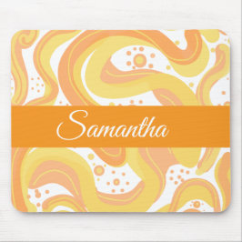 Oranje en gele wervelingen met Stippen Muismat