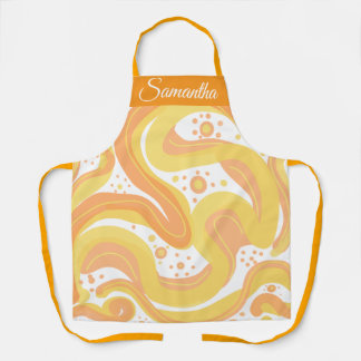 Oranje en gele wervelingen met Stippen Schort