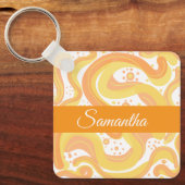 Oranje en gele wervelingen met Stippen Sleutelhanger (Voorkant)