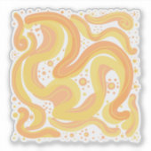 Oranje en gele wervelingen met Stippen Sticker (Voorkant)