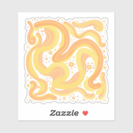 Oranje en gele wervelingen met Stippen Sticker