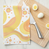 Oranje en gele wervelingen met Stippen Theedoek (Quarter Fold)