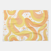 Oranje en gele wervelingen met Stippen Theedoek (Horizontaal)