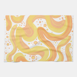 Oranje en gele wervelingen met Stippen Theedoek