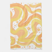 Oranje en gele wervelingen met Stippen Theedoek (Verticaal)