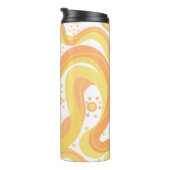 Oranje en gele wervelingen met Stippen Thermosbeker (Geroteerd rechts)