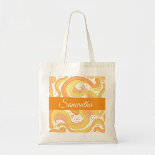 Oranje en gele wervelingen met Stippen Tote Bag (Voorkant)