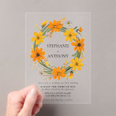 Oranje en Gele Wilde Bloemen Krans Bruiloft Acryl Uitnodigingen (Insitu (Draagbaar))