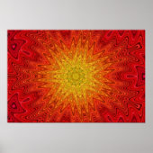 Oranje en gele zon/ster/hart Mandala Poster (Voorkant)