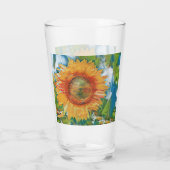Oranje en gele zonnebloem Glasbeker Glas (Achterkant)