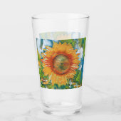 Oranje en gele zonnebloem Glasbeker Glas (Voorkant)