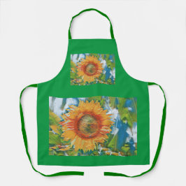 Oranje en gele zonnebloem schort