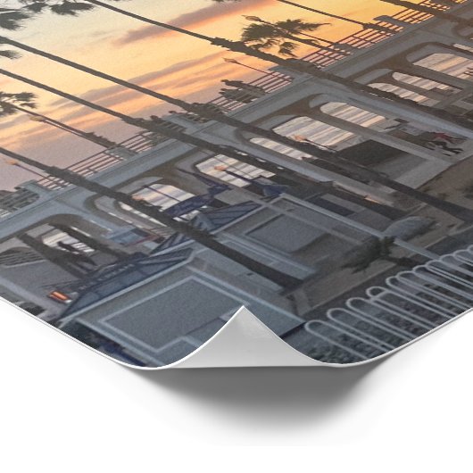 Oranje en Gele Zonsondergang Oceanside Californië Poster (Hoek)